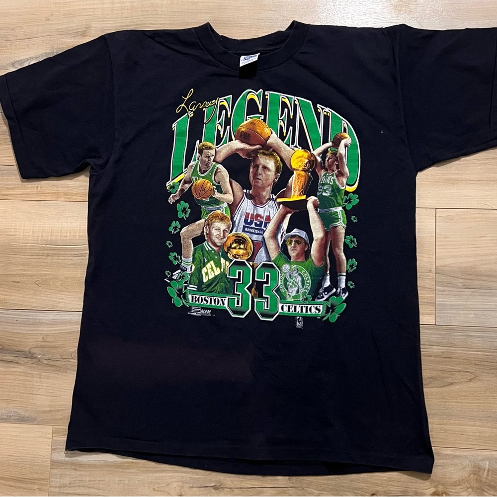 Vintage Salem Sportswear 1993 Larry Bird Boston Celtics Double Sided Shirt XL